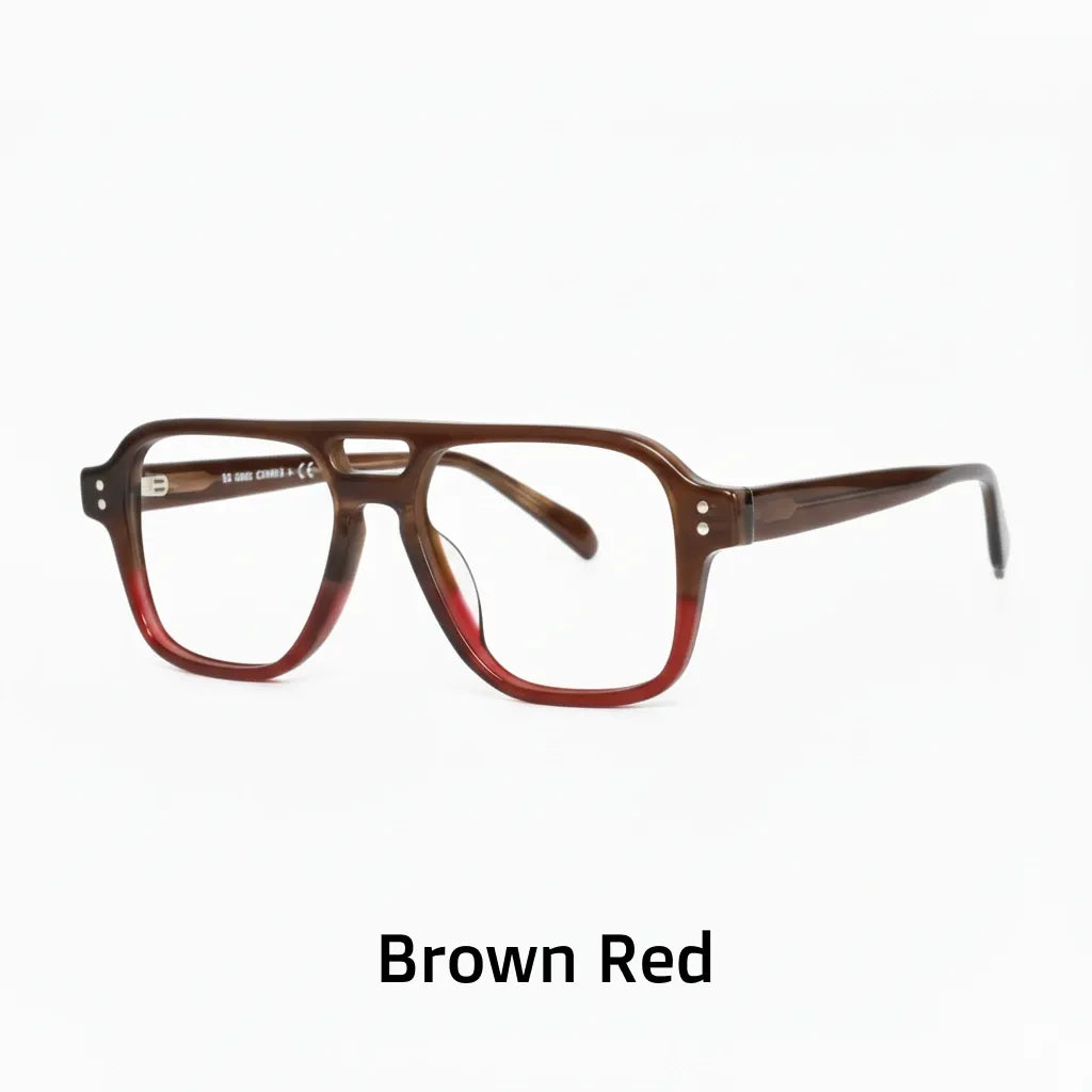Retro Double Beam Acetate Eyeglasses Frame - Unisex Optical Prescription Glasses