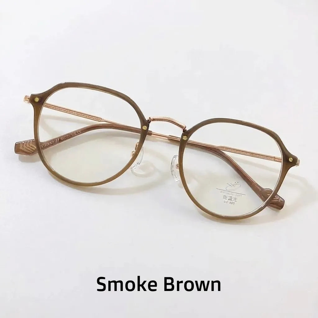 Retro Plastic Titanium Eyeglass Frame - Unisex Optical Prescription Glasses