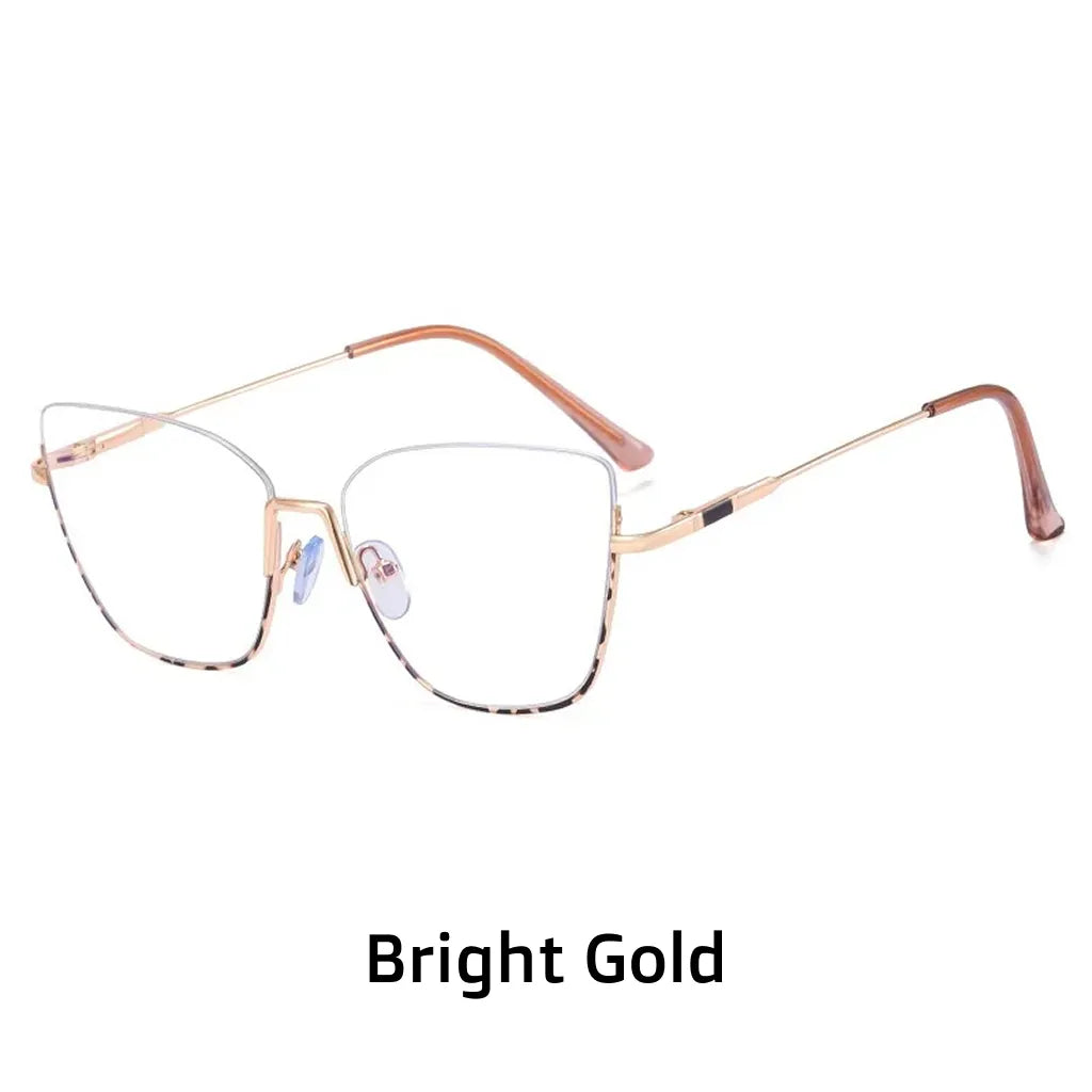 Retro Half-Frame Anti-Blue Light Eyeglasses