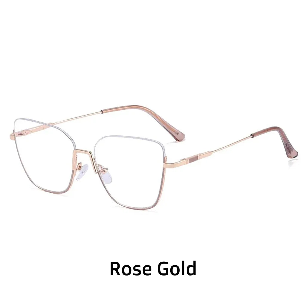 Retro Half-Frame Anti-Blue Light Eyeglasses