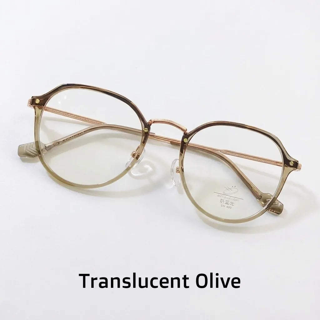 Retro Plastic Titanium Eyeglass Frame - Unisex Optical Prescription Glasses