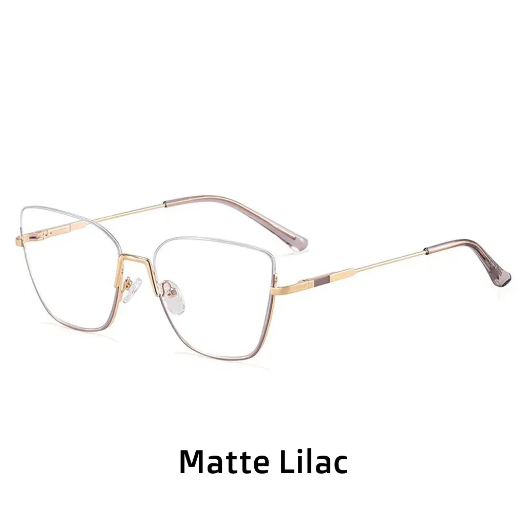 Retro Half-Frame Anti-Blue Light Eyeglasses