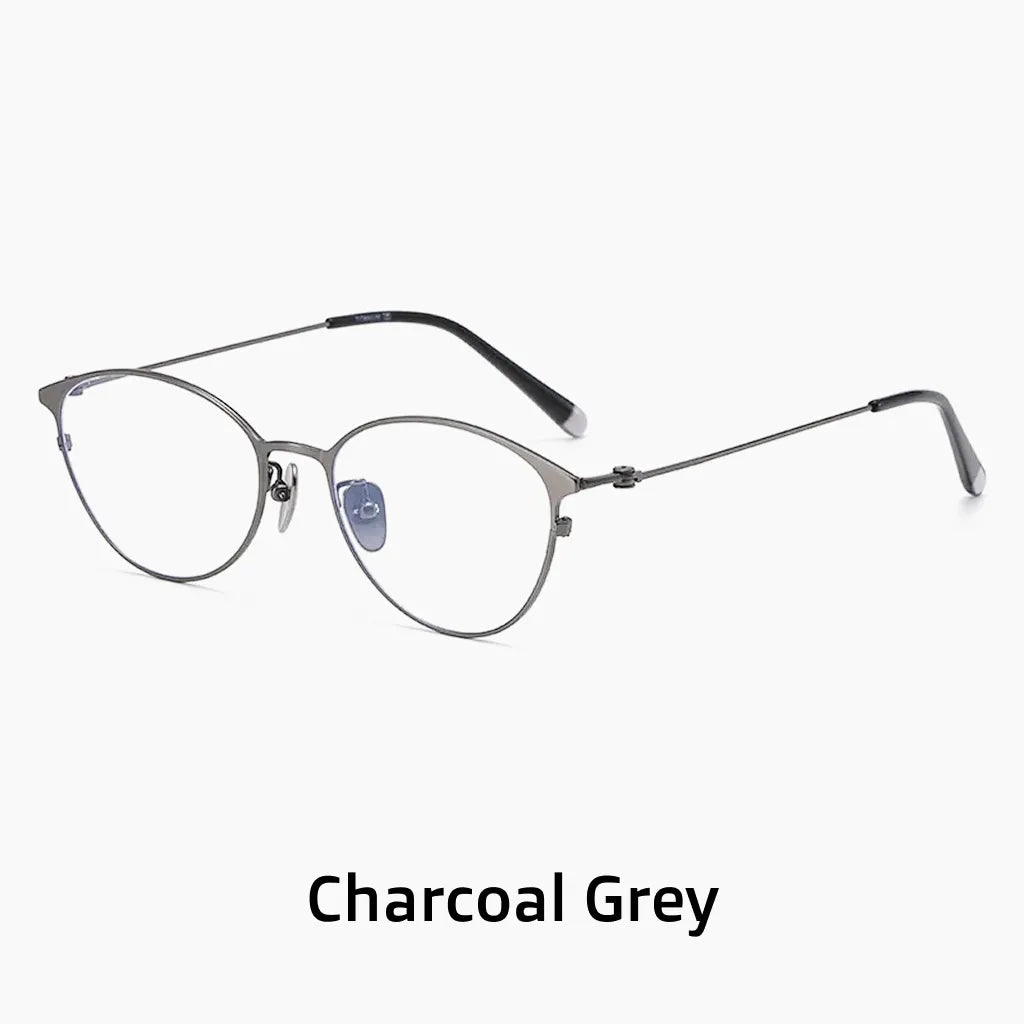 Retro Oval Titanium Eyeglass Frame - Ultra Light Prescription Ready