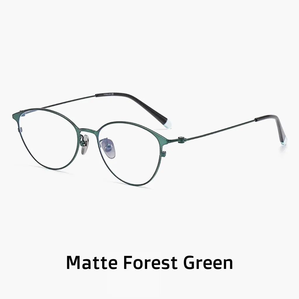 Retro Oval Titanium Eyeglass Frame - Ultra Light Prescription Ready