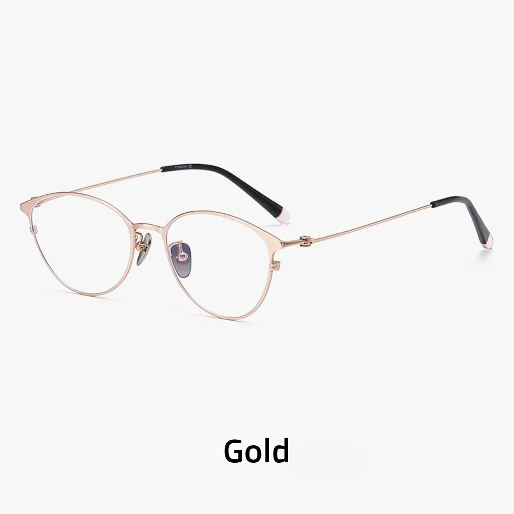 Retro Oval Titanium Eyeglass Frame - Ultra Light Prescription Ready