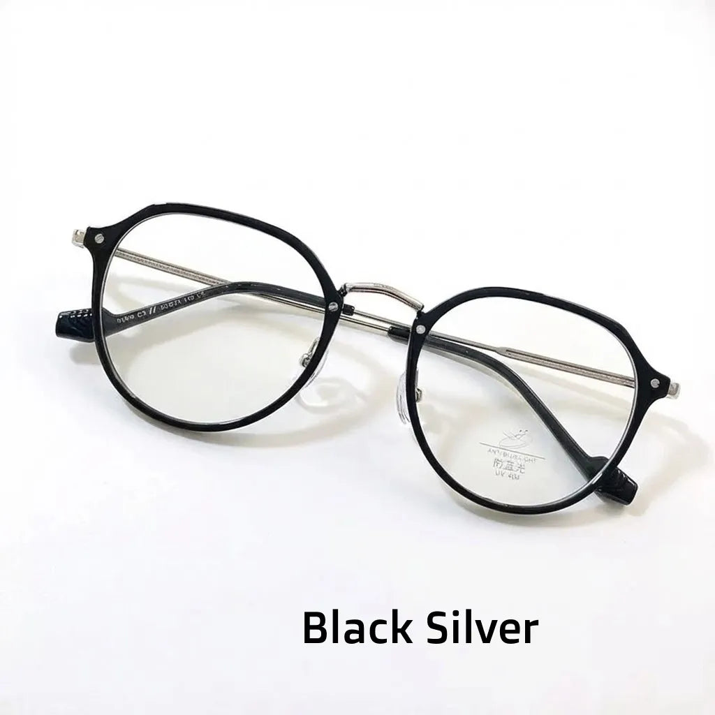 Retro Plastic Titanium Eyeglass Frame - Unisex Optical Prescription Glasses