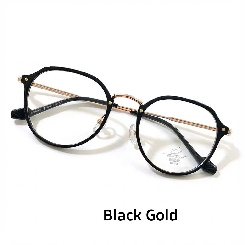 Retro Plastic Titanium Eyeglass Frame - Unisex Optical Prescription Glasses