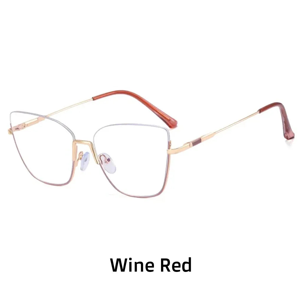Retro Half-Frame Anti-Blue Light Eyeglasses