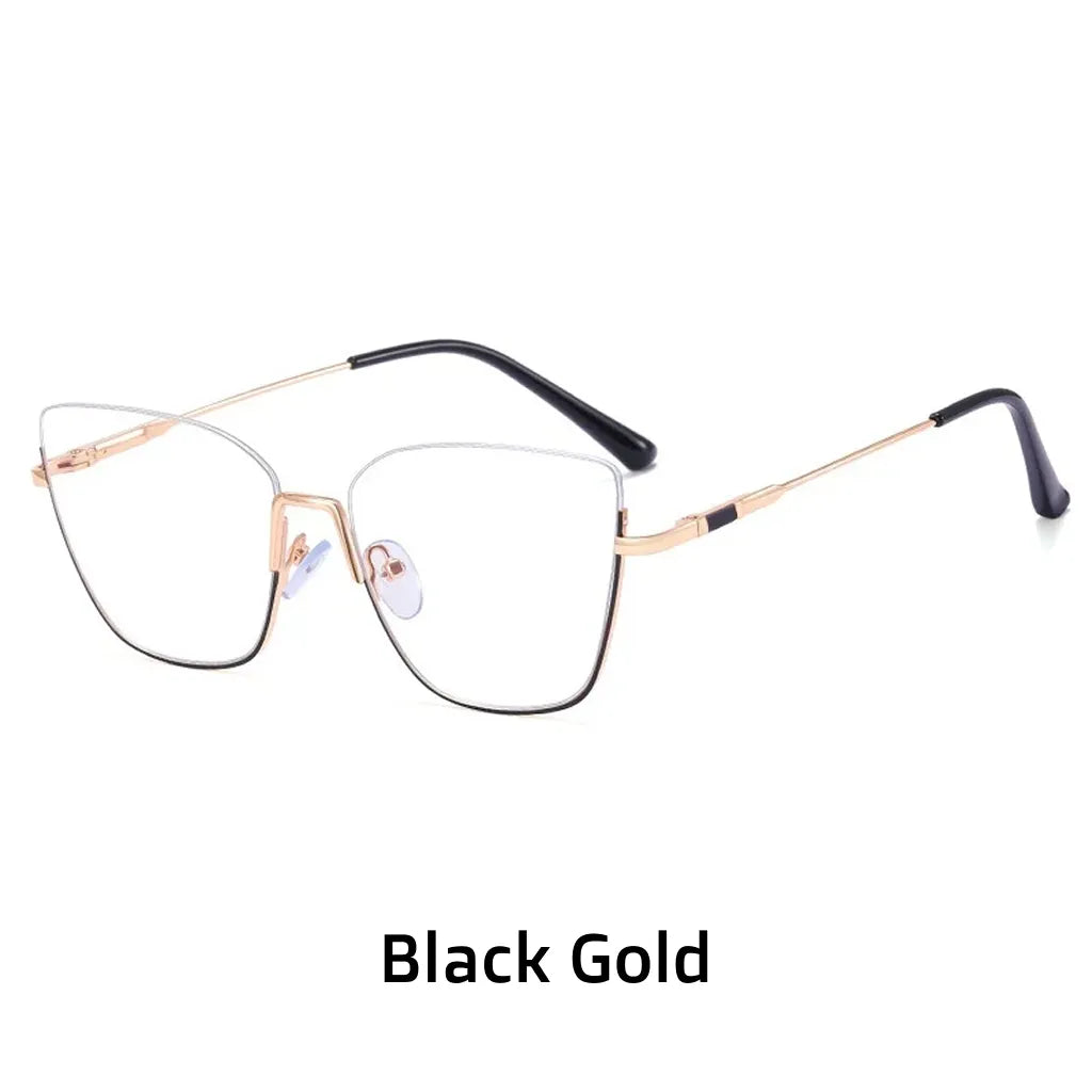 Retro Half-Frame Anti-Blue Light Eyeglasses