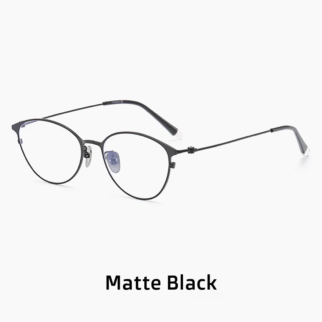 Retro Oval Titanium Eyeglass Frame - Ultra Light Prescription Ready