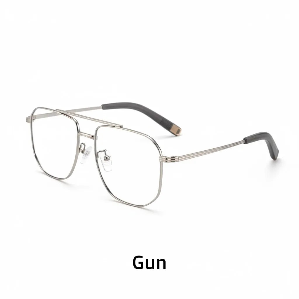 Titanium Retro Double Beam Eyeglasses - Anti Blue Light