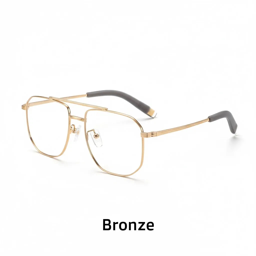 Titanium Retro Double Beam Eyeglasses - Anti Blue Light