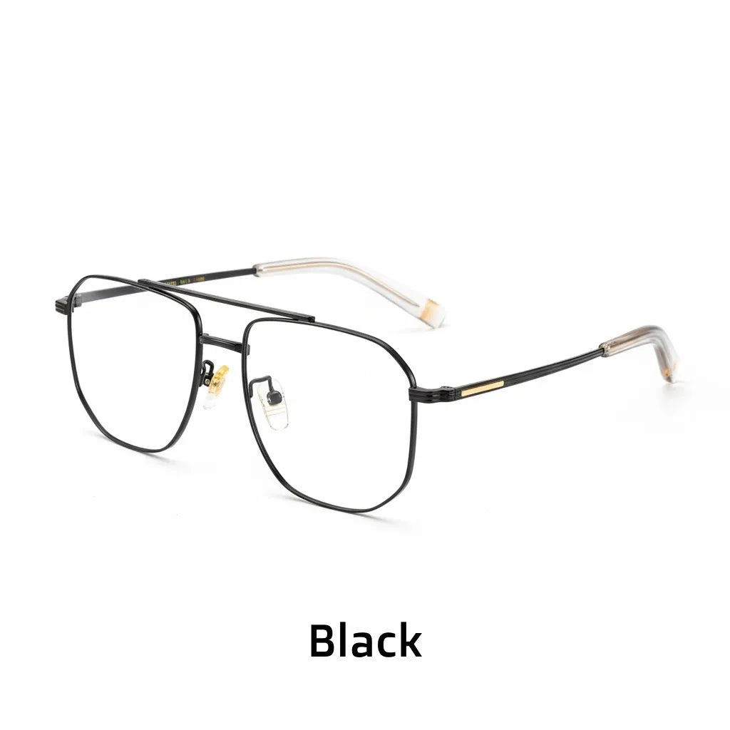 Titanium Retro Double Beam Eyeglasses - Anti Blue Light