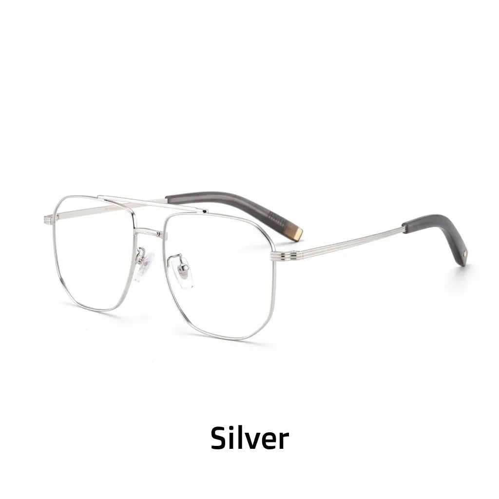 Titanium Retro Double Beam Eyeglasses - Anti Blue Light