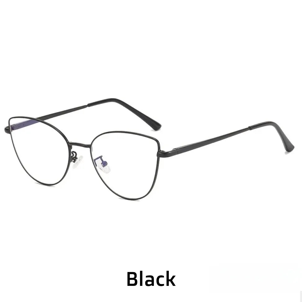 Retro Cat Eye Metal Eyeglass Frame with Blue Light Protection