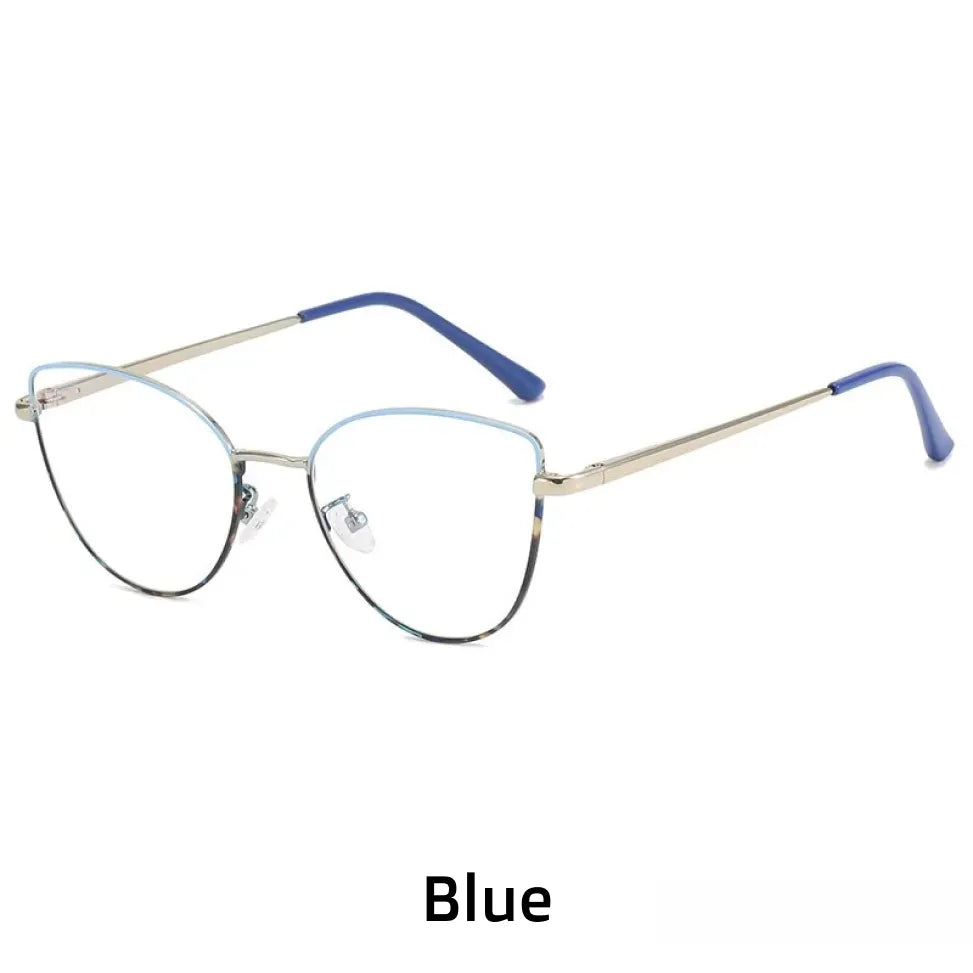 Retro Cat Eye Metal Eyeglass Frame with Blue Light Protection