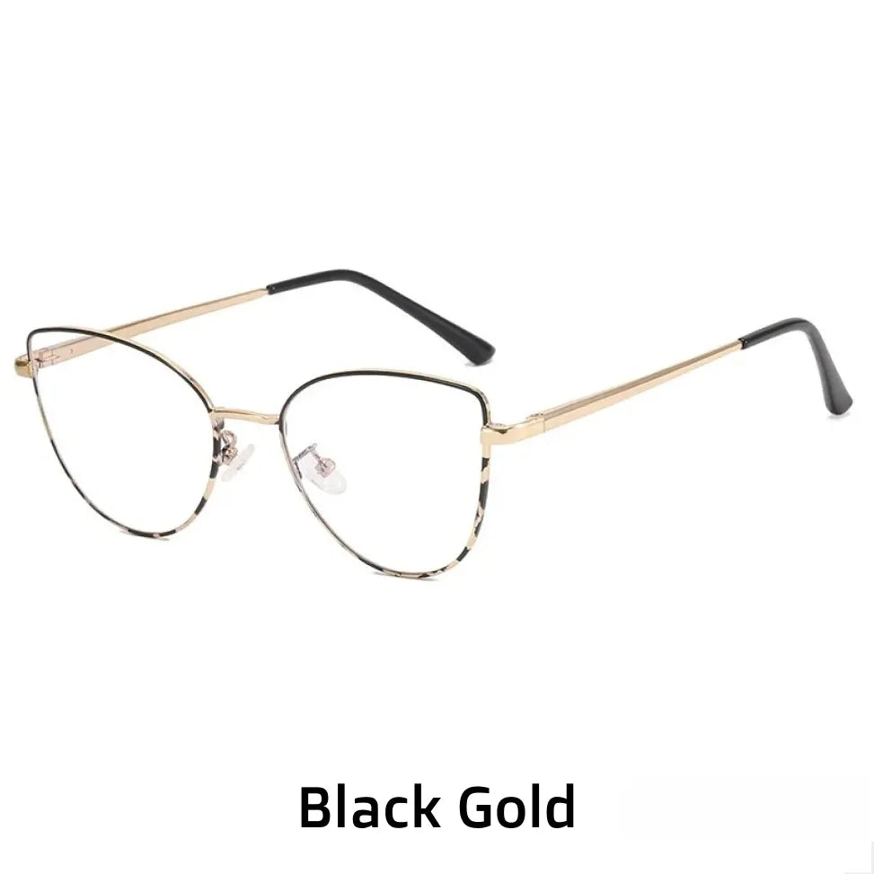 Retro Cat Eye Metal Eyeglass Frame with Blue Light Protection