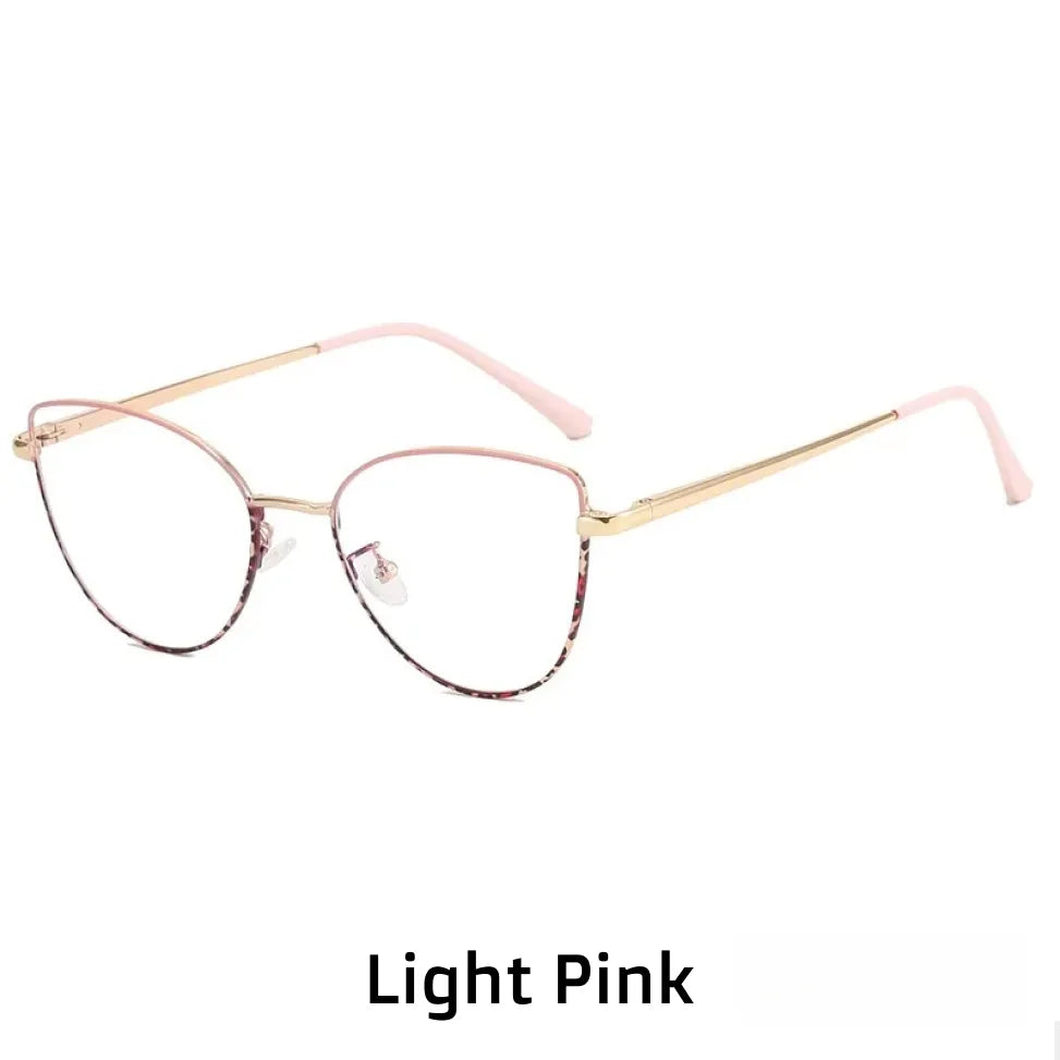 Retro Cat Eye Metal Eyeglass Frame with Blue Light Protection