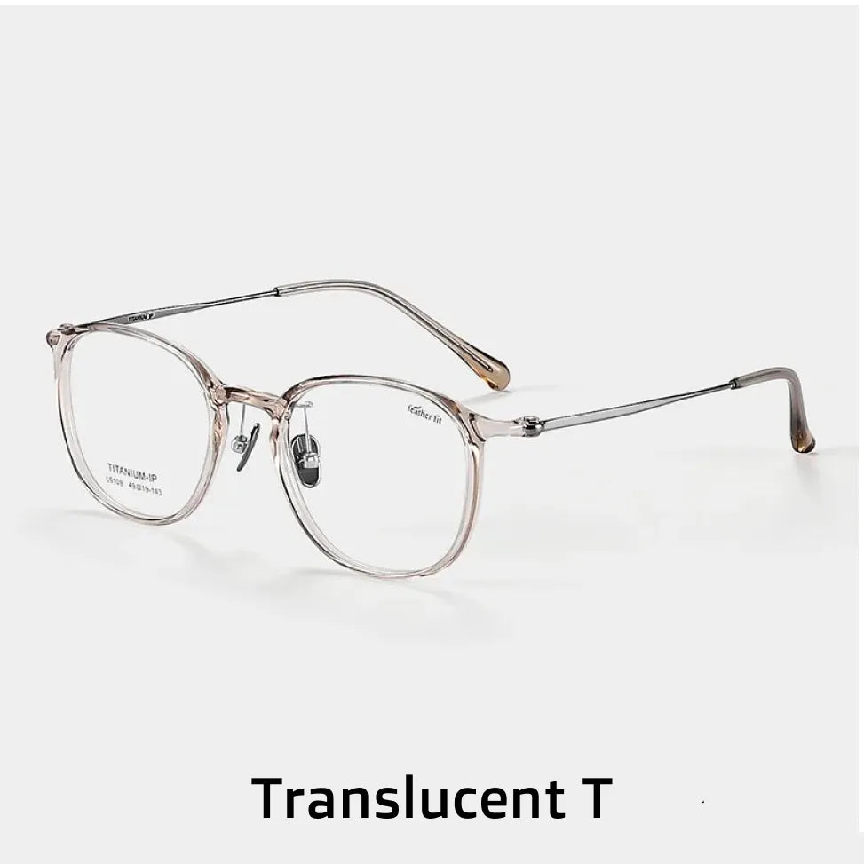 Retro Oval Titanium Eyeglasses Frame - Unisex Prescription Glasses 9109