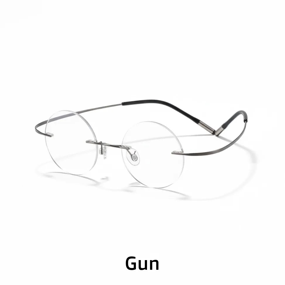 Titanium Frameless Round Eyeglasses - Anti Blue Light Optical Frames