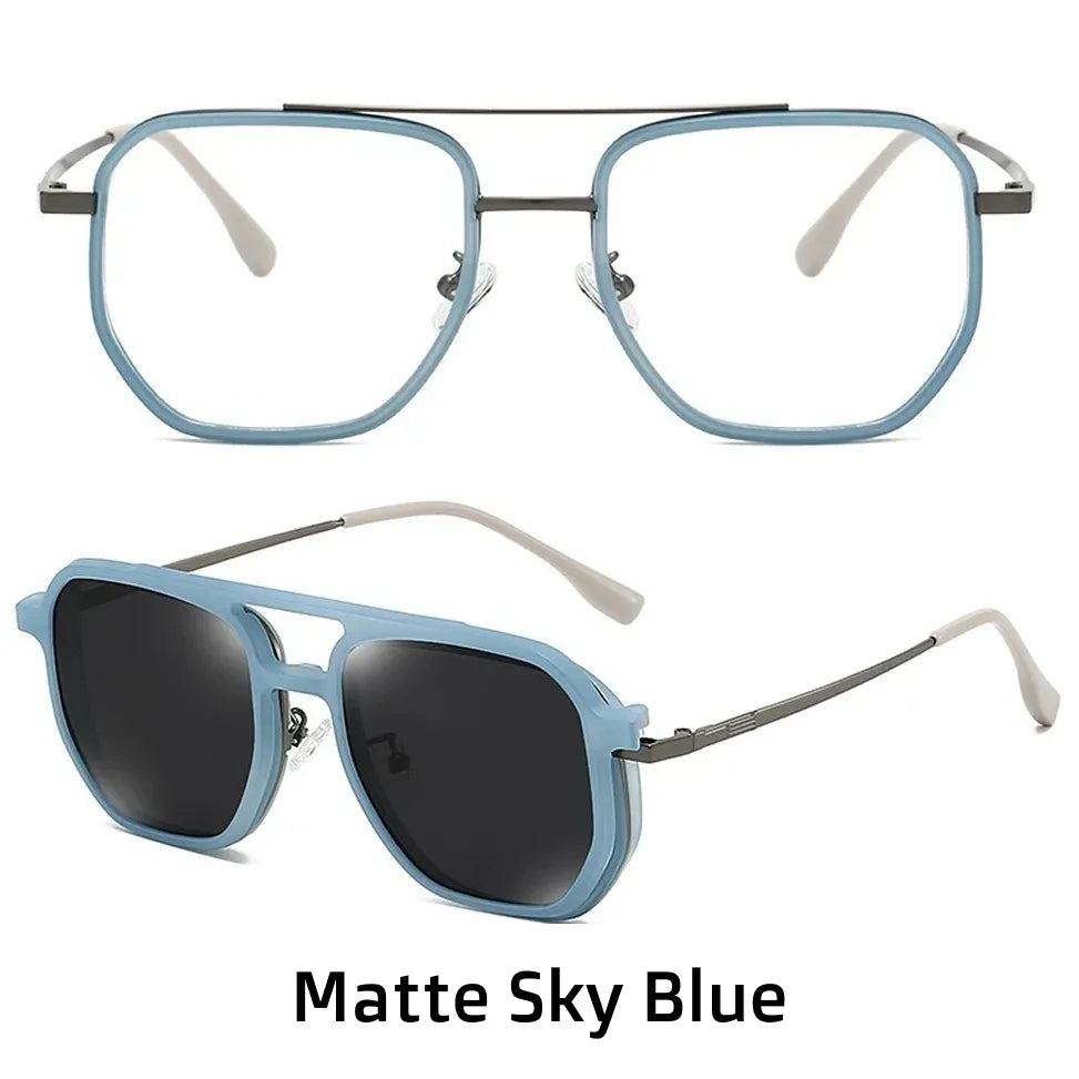 Magnetic Clip-On Polarized Sunglasses - Metal Optical Frame