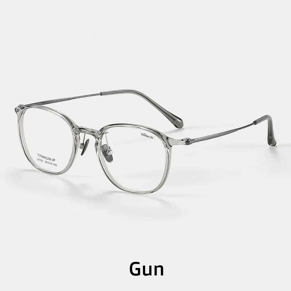 Retro Oval Titanium Eyeglasses Frame - Unisex Prescription Glasses 9109