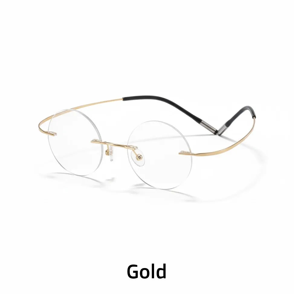 Titanium Frameless Round Eyeglasses - Anti Blue Light Optical Frames