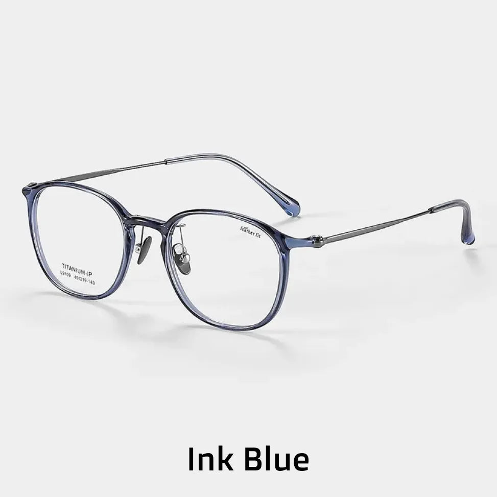Retro Oval Titanium Eyeglasses Frame - Unisex Prescription Glasses 9109