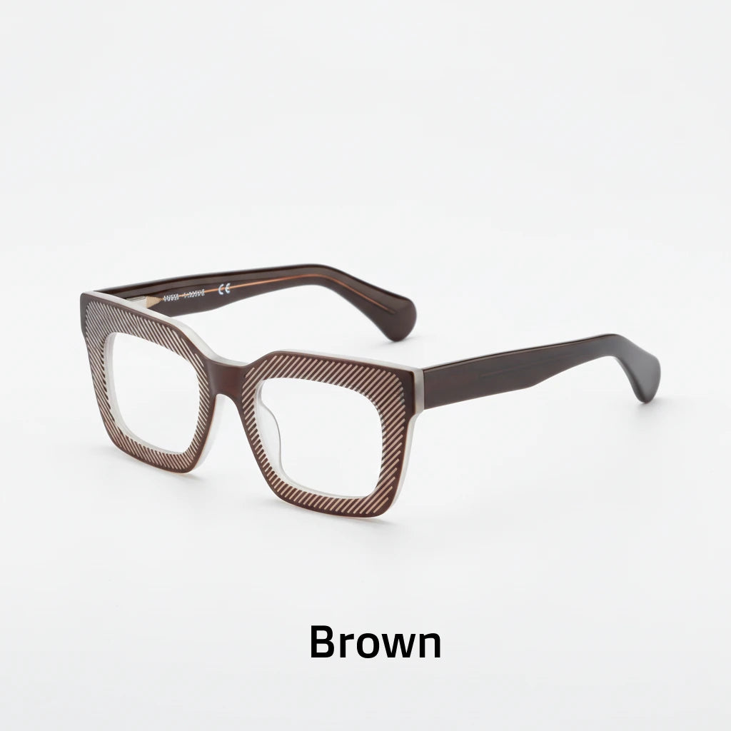 Retro Square Eyeglass Frame - Thick Plate Optical Prescription Glasses