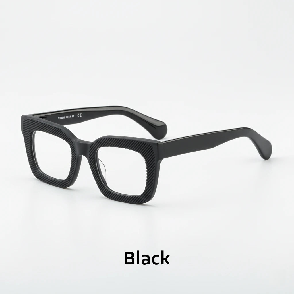 Retro Square Eyeglass Frame - Thick Plate Optical Prescription Glasses
