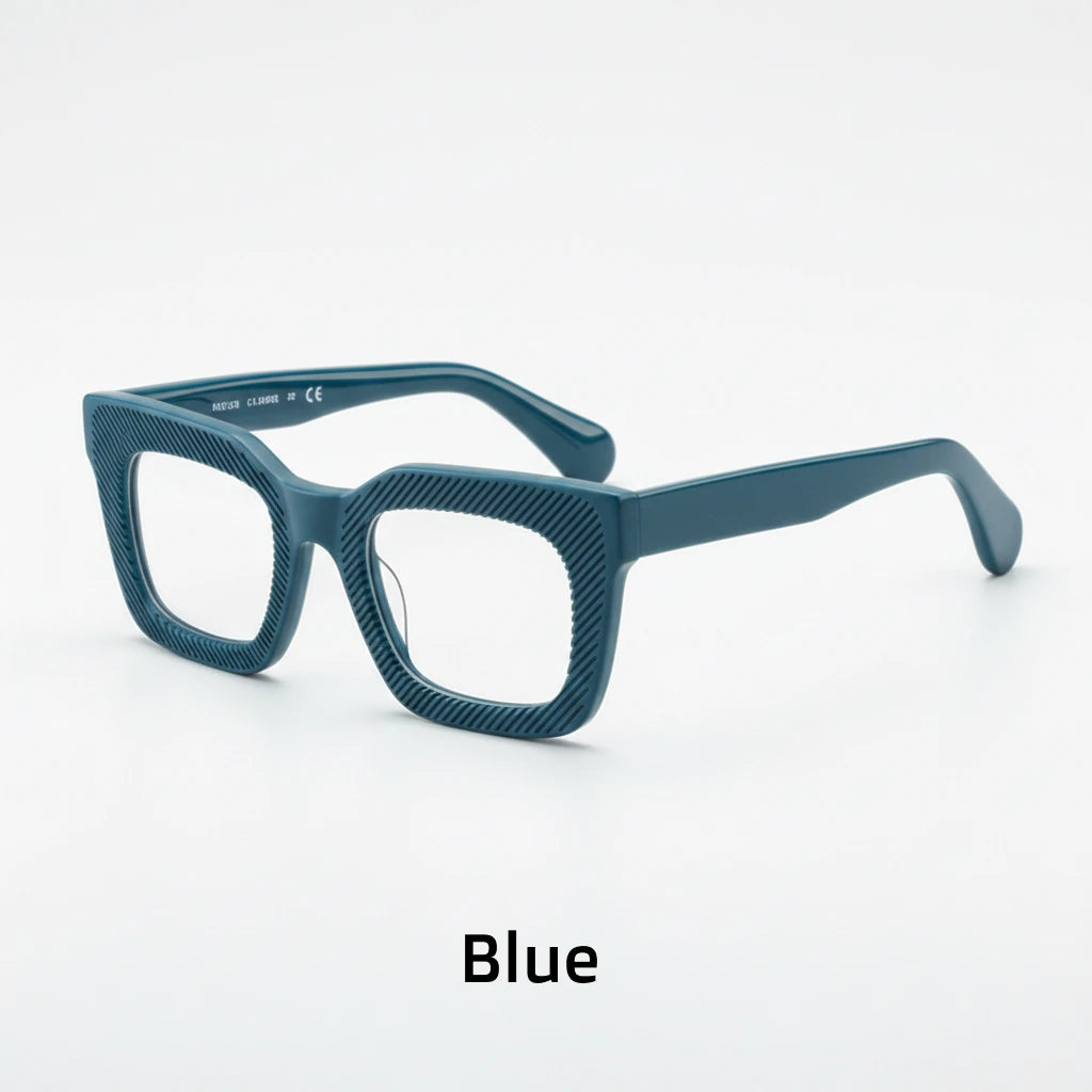 Retro Square Eyeglass Frame - Thick Plate Optical Prescription Glasses