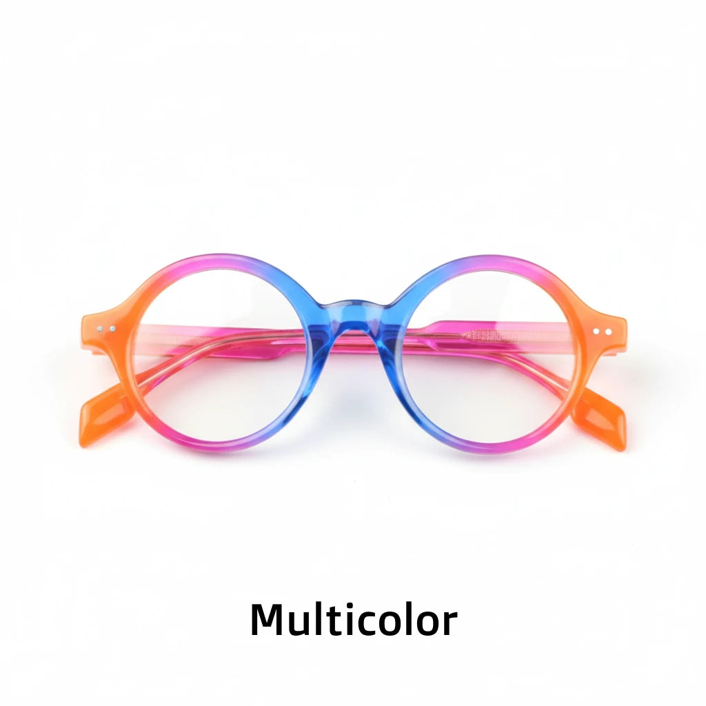 Retro Round Acetate Optical Frame - Unisex Prescription Eyeglasses