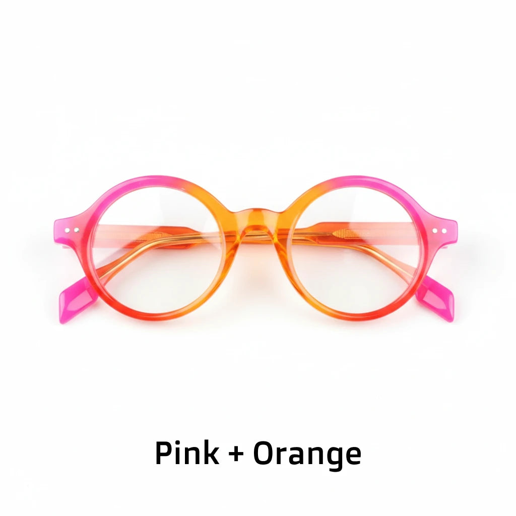 Retro Round Acetate Optical Frame - Unisex Prescription Eyeglasses