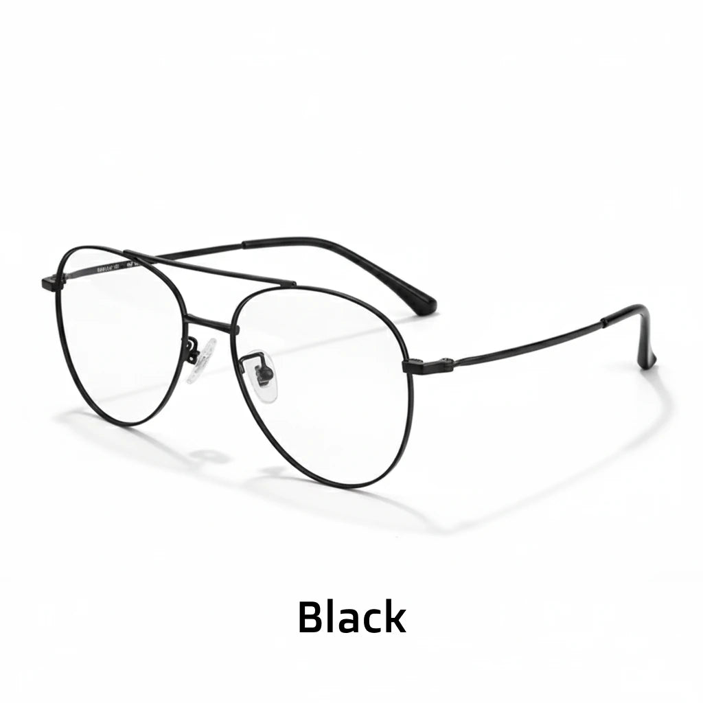 Pure Titanium Double Bridge Optical Glasses Frame - Ultra-Light Prescription Eyewear