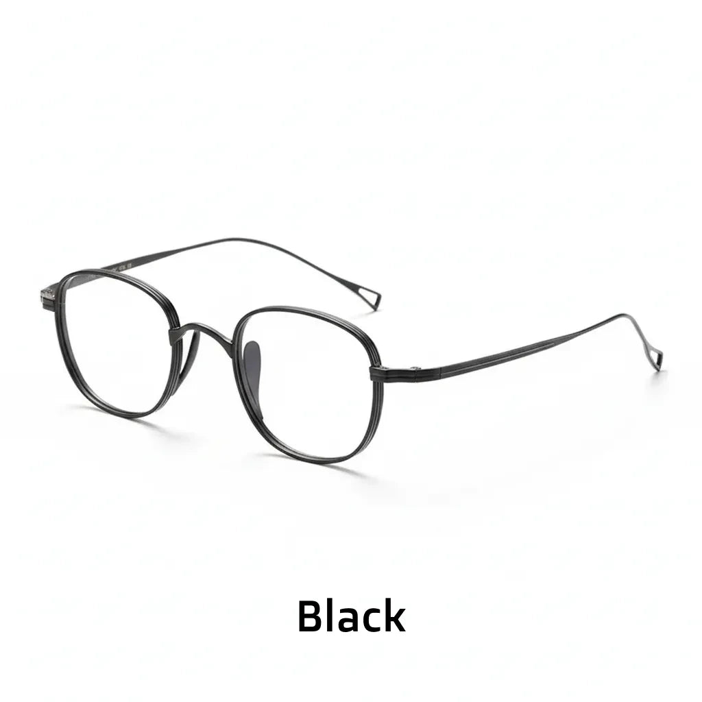 Retro Round Titanium Eyeglass Frames - Lightweight Prescription Glasses