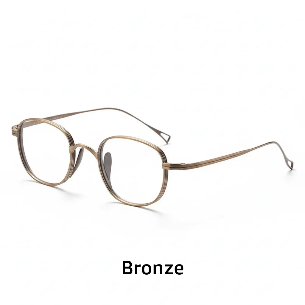 Retro Round Titanium Eyeglass Frames - Lightweight Prescription Glasses