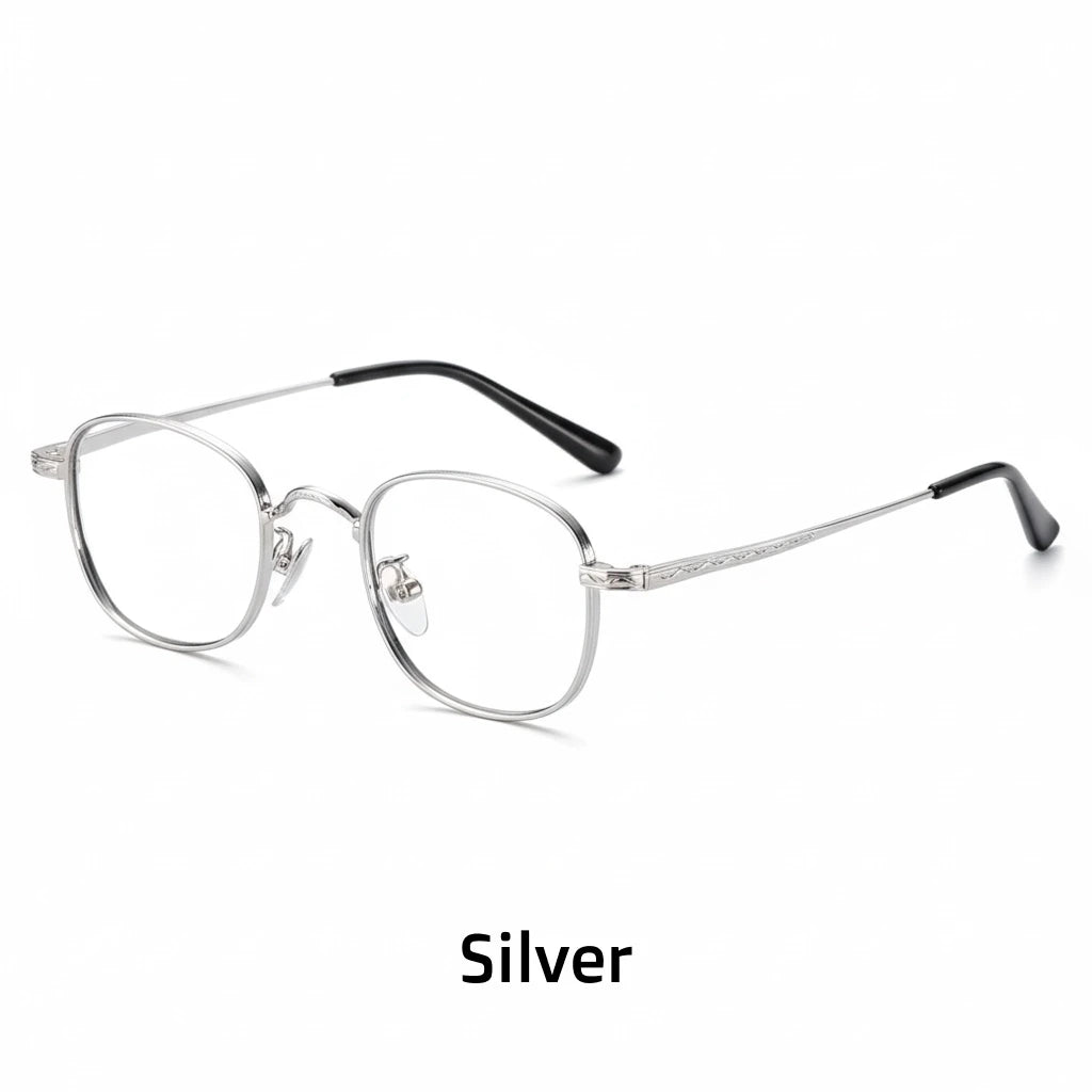Ultra-Light Titanium Oval Glasses Frame - Anti-Blue Light Optical Prescription Eyewear