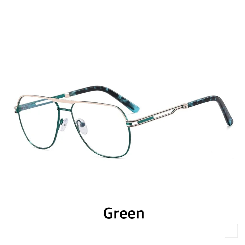 Anti Blue Light Metal Eyeglass Frame - Double Beam Optical Prescription Glasses
