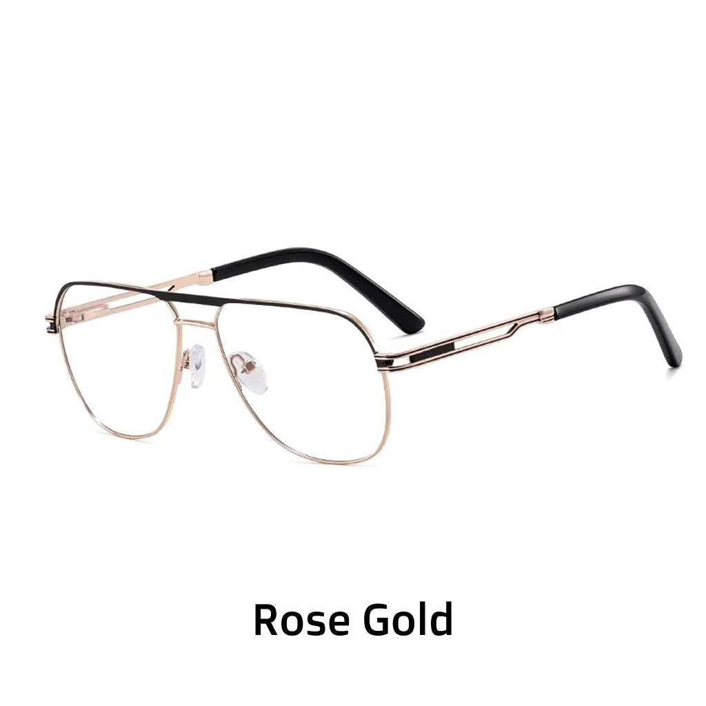 Anti Blue Light Metal Eyeglass Frame - Double Beam Optical Prescription Glasses