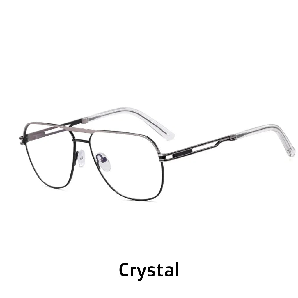 Anti Blue Light Metal Eyeglass Frame - Double Beam Optical Prescription Glasses
