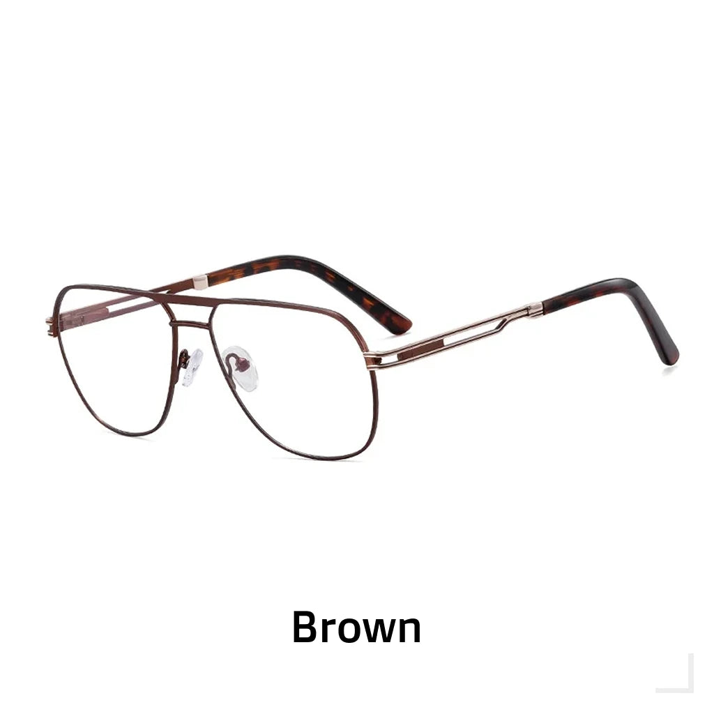 Anti Blue Light Metal Eyeglass Frame - Double Beam Optical Prescription Glasses