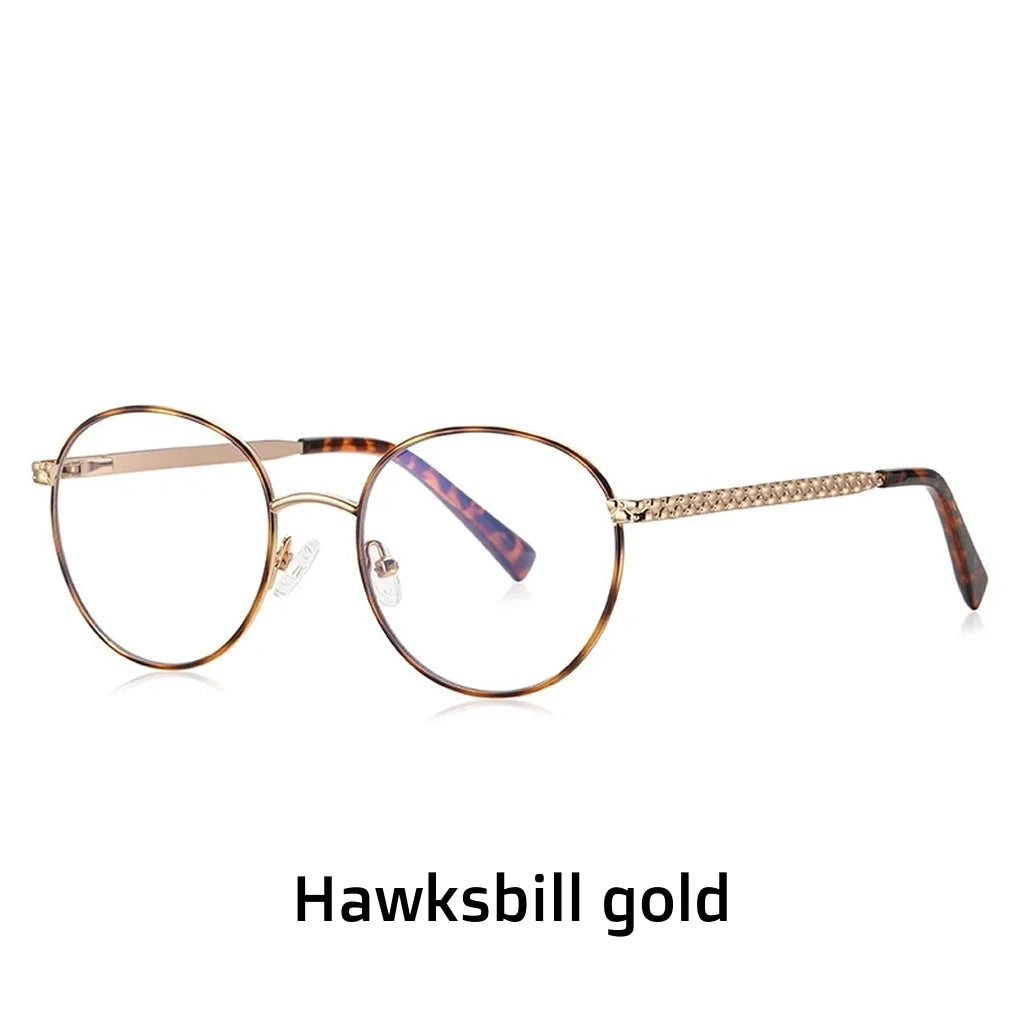Metal Circular Women's Prescription Glasses - Anti Blue Light Optical Frames