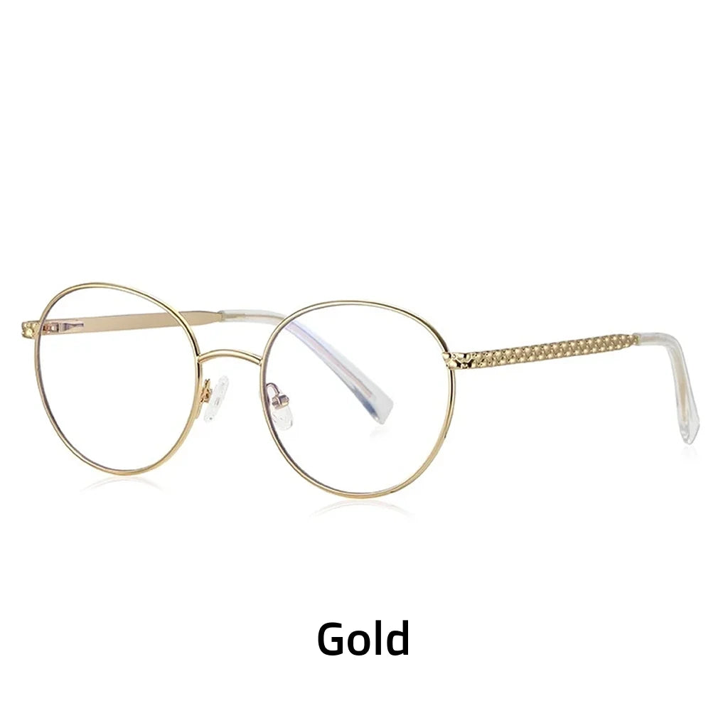 Metal Circular Women's Prescription Glasses - Anti Blue Light Optical Frames