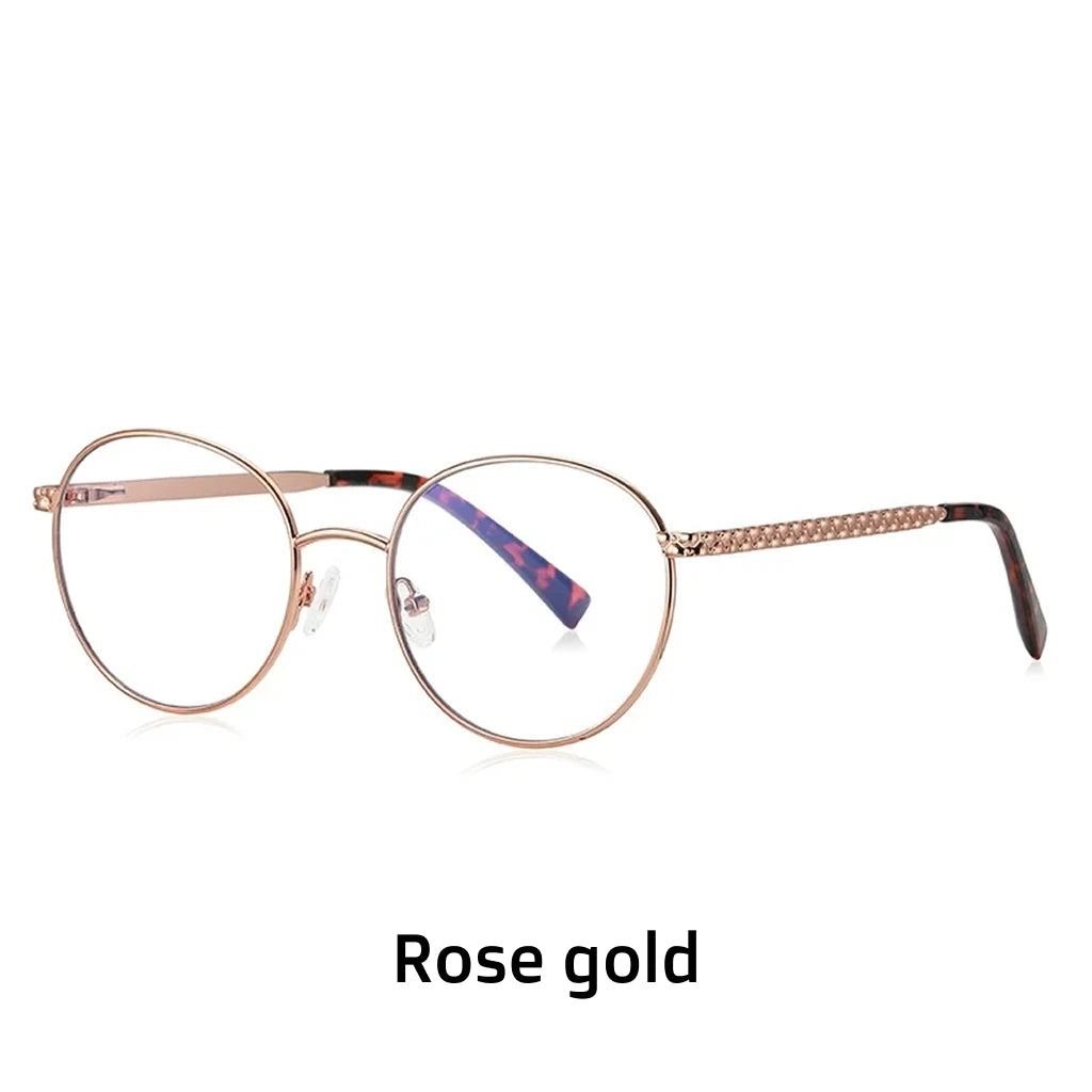 Metal Circular Women's Prescription Glasses - Anti Blue Light Optical Frames