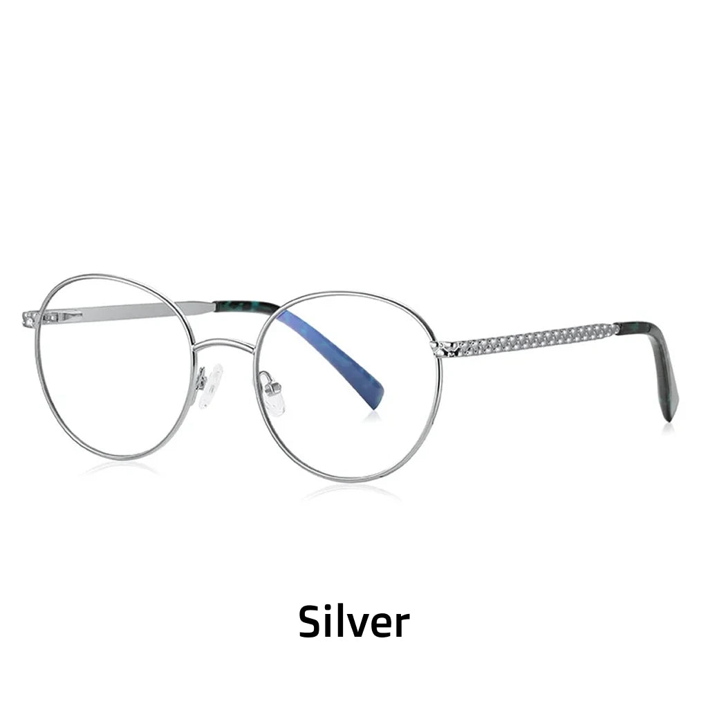 Metal Circular Women's Prescription Glasses - Anti Blue Light Optical Frames