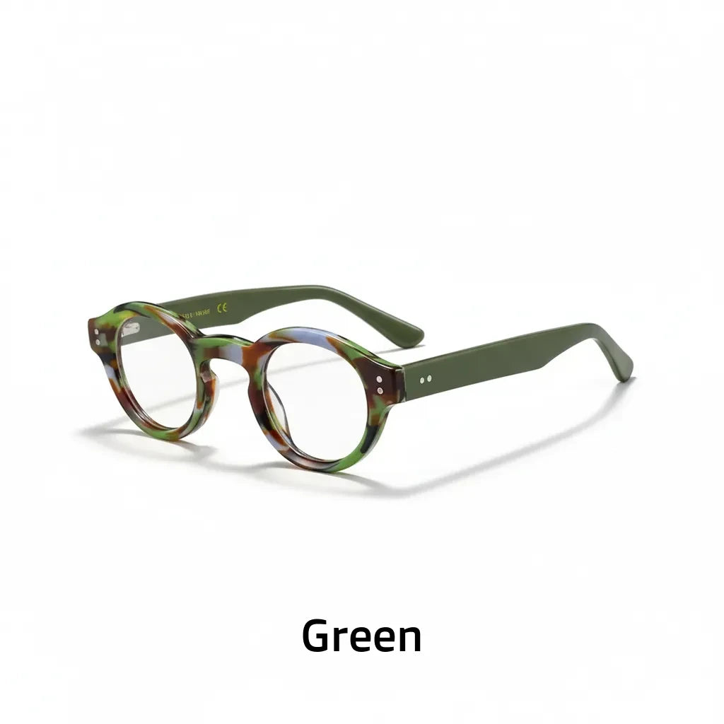 Retro Round Optical Glasses Frame - Unisex Multi-Color Acetate Eyewear