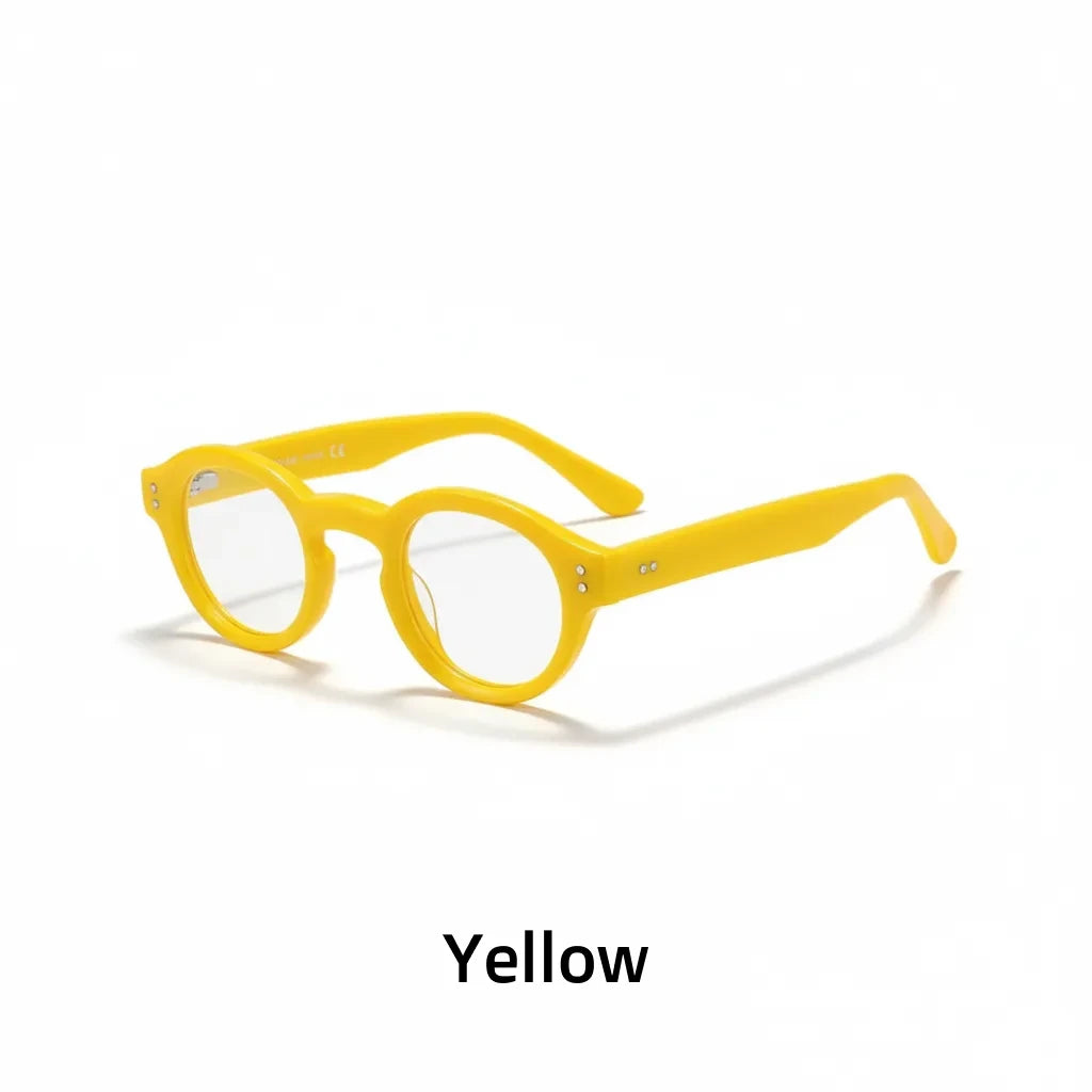 Retro Round Optical Glasses Frame - Unisex Multi-Color Acetate Eyewear