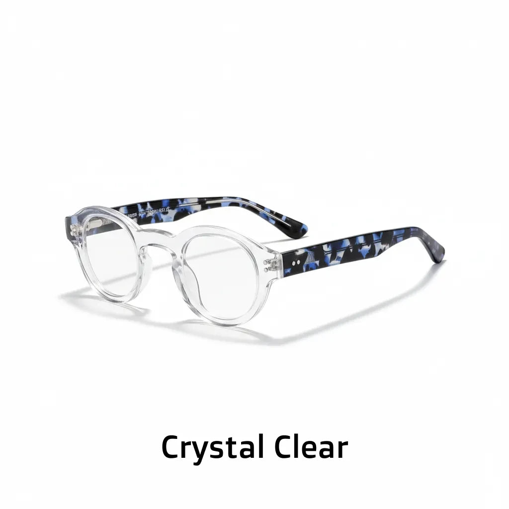 Retro Round Optical Glasses Frame - Unisex Multi-Color Acetate Eyewear