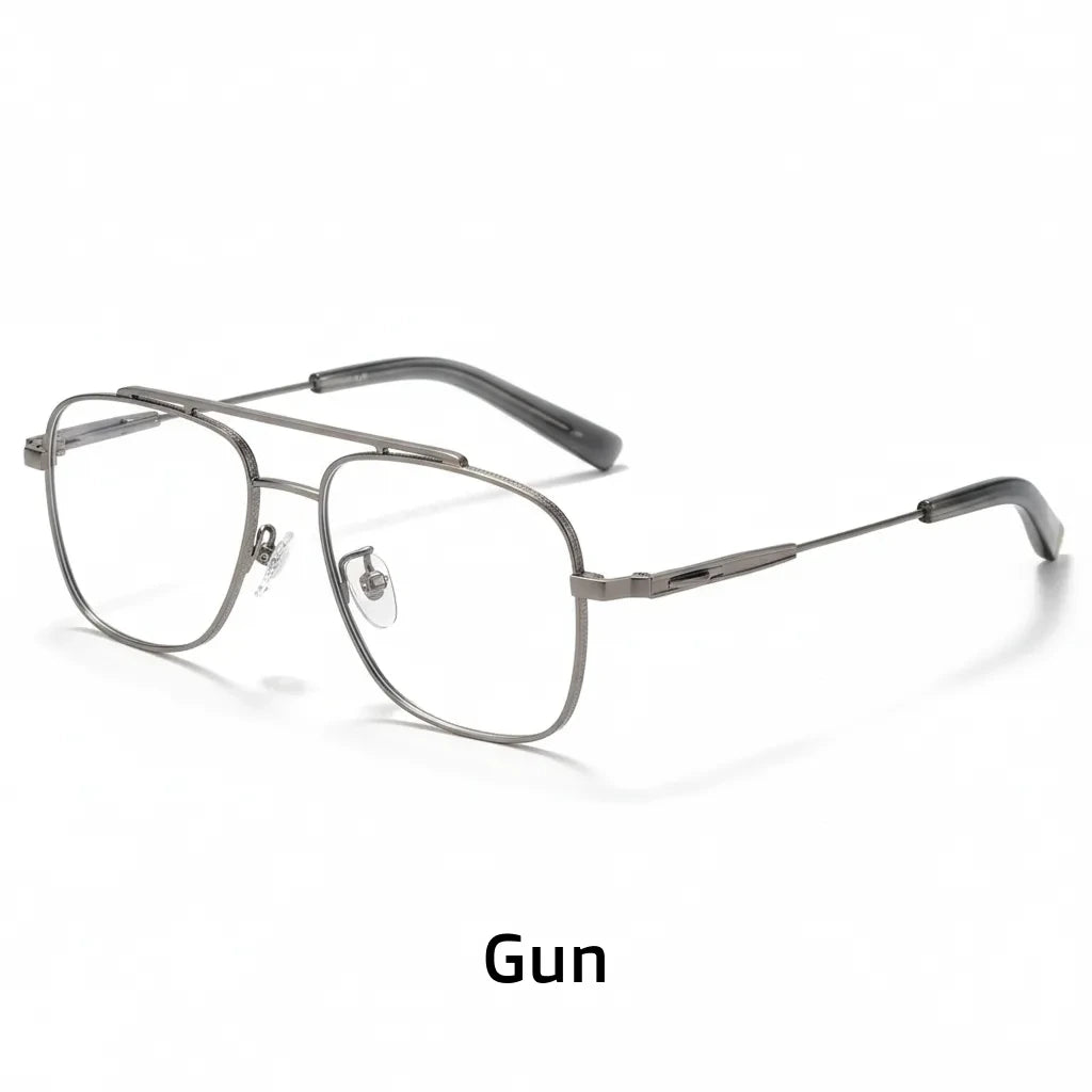 Titanium Double Beam Optical Glasses Frame - Retro Prescription Eyewear