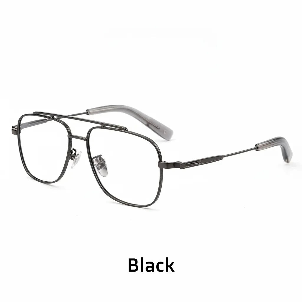 Titanium Double Beam Optical Glasses Frame - Retro Prescription Eyewear
